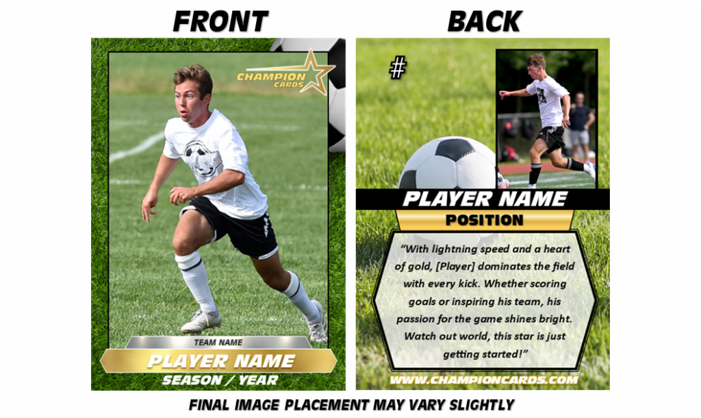 soccer custom trading card front and back